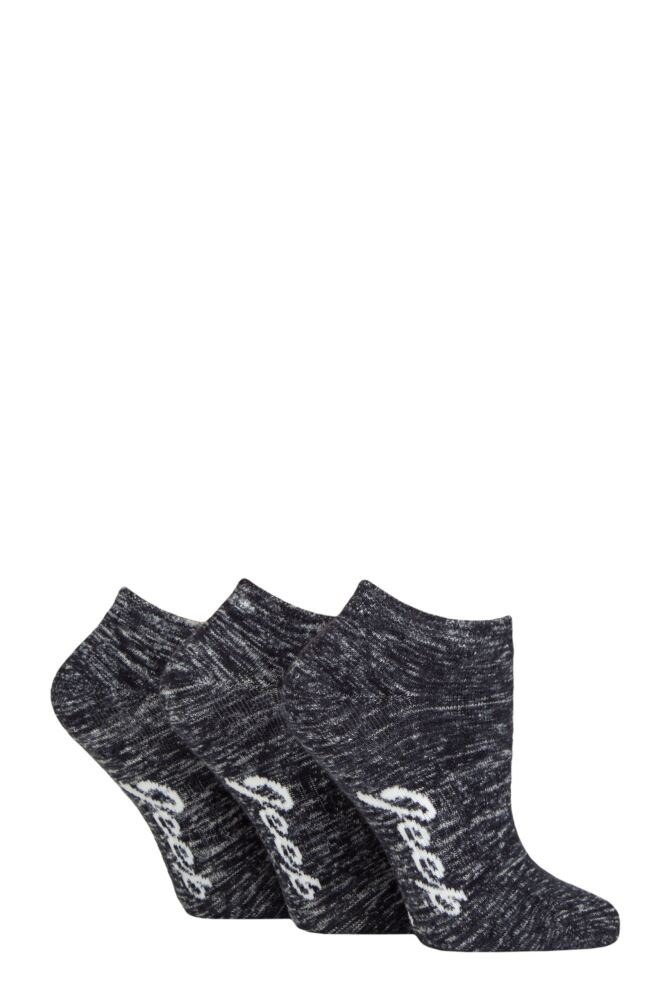 Sockshop JeepWomens Fully Cushioned Melange Trainer Socks 3-Pair