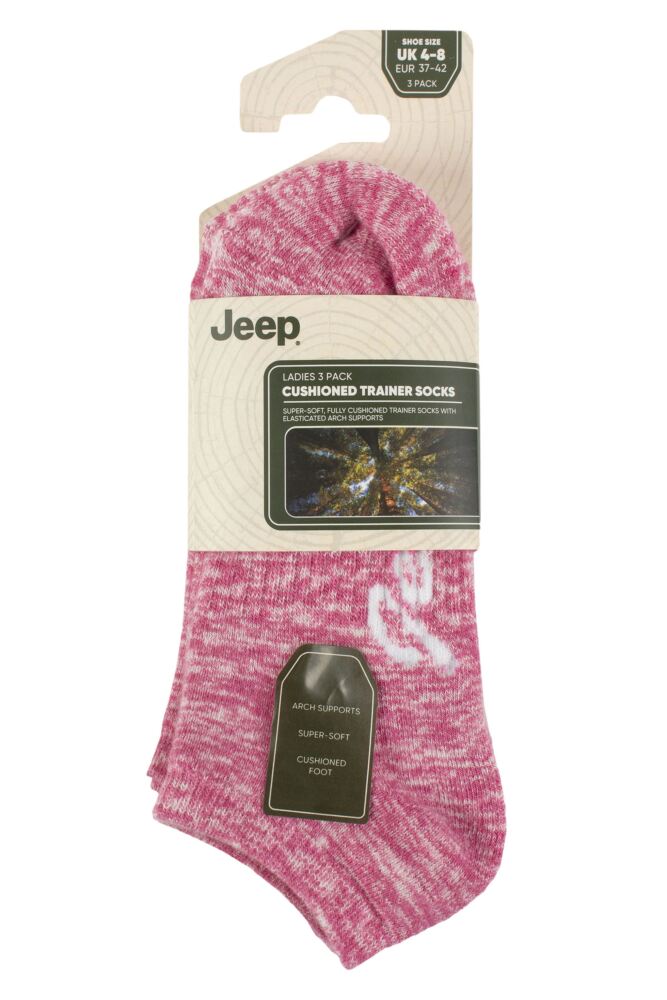 sockshop JeepWomens Fully Cushioned Melange Trainer Socks 3-Pair