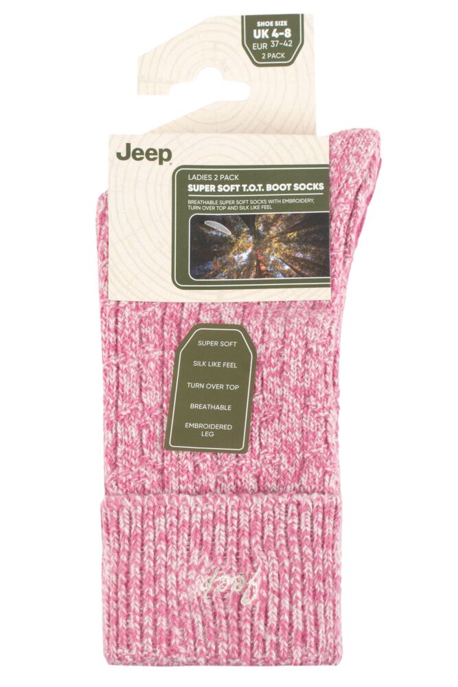 sockshop JeepWomens Super Soft Turn Over Top Boot Socks 2-Pair