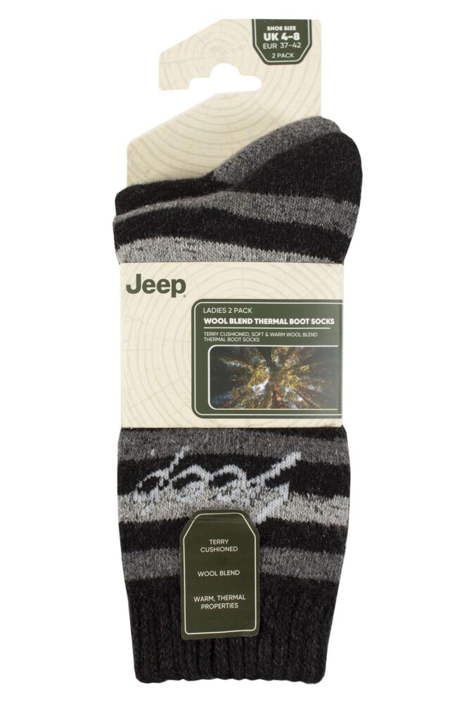 sockshop JeepWomens Wool Blend Thermal Boot Socks 2-Pair