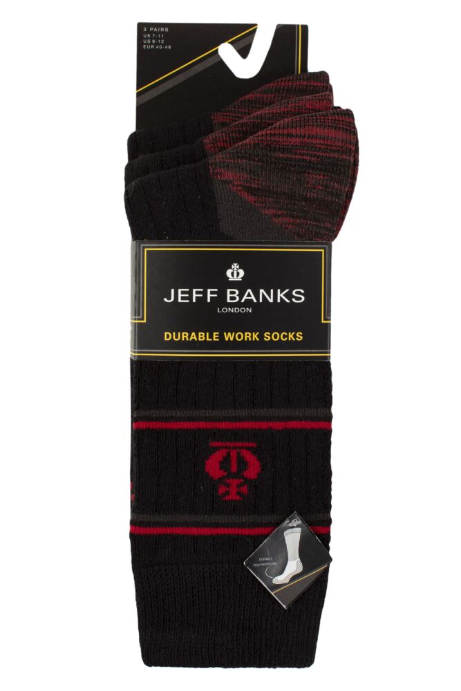 sockshop Jeff BanksMens Cotton Cushioned Durable Work Socks 3-Pair