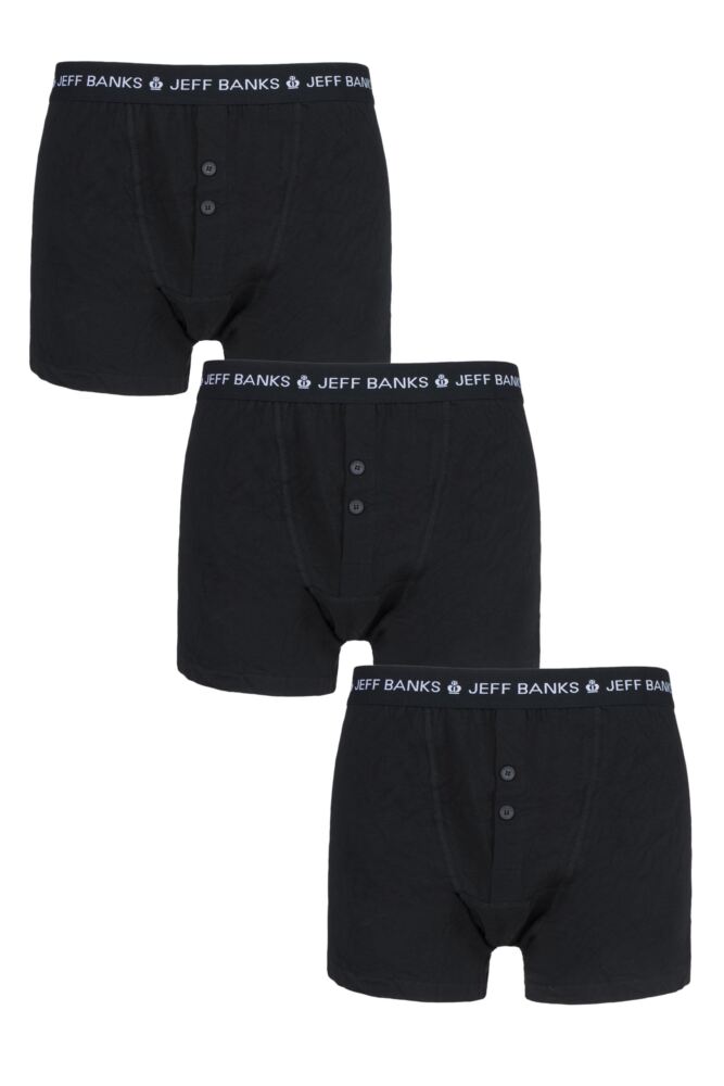 Sockshop Jeff BanksMens Cotton Marlow Buttoned Boxer Shorts 3-Pack