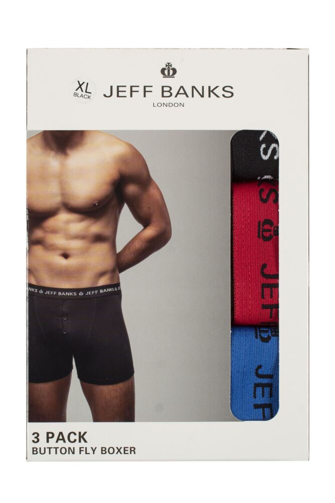 sockshop Jeff BanksMens Cotton Marlow Buttoned Boxer Shorts 3-Pack