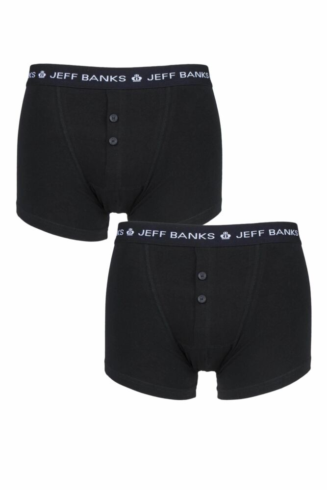 Sockshop Jeff BanksMens Cotton Plymouth Button Boxer Shorts 2-Pack