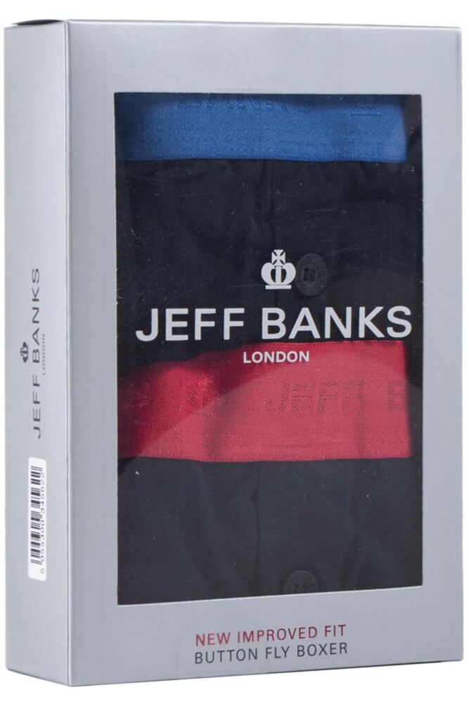 sockshop Jeff BanksMens Cotton Plymouth Button Boxer Shorts 2-Pack