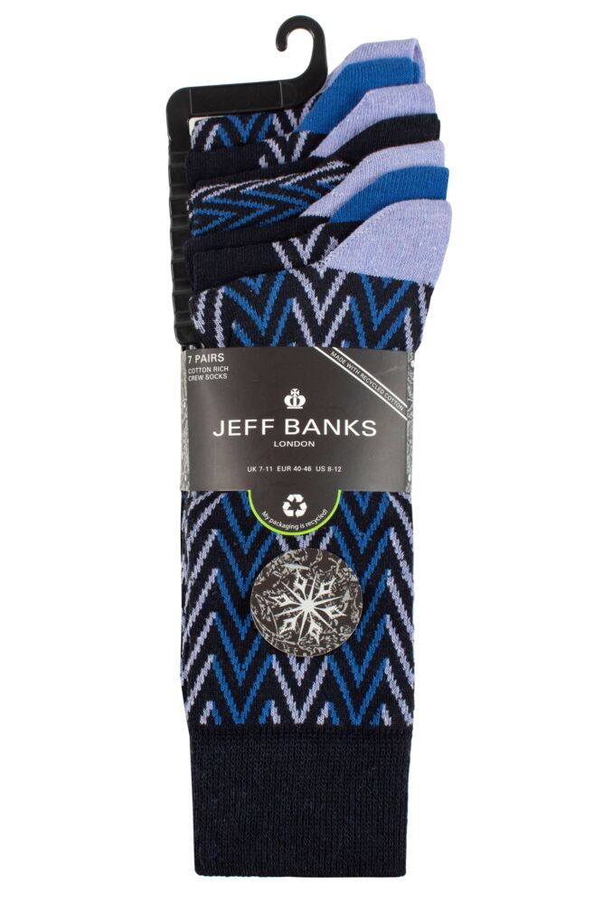 sockshop Jeff BanksMens Recycled Cotton Patterned Socks with Gift Tag 7-Pair