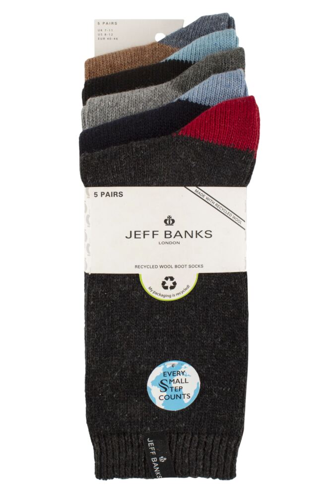 sockshop Jeff BanksMens Recycled Wool Boot Socks 5-Pair
