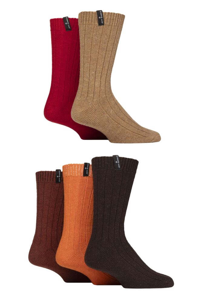 Sockshop Jeff BanksMens Ribbed Recycled Wool Boot Socks 5-Pair