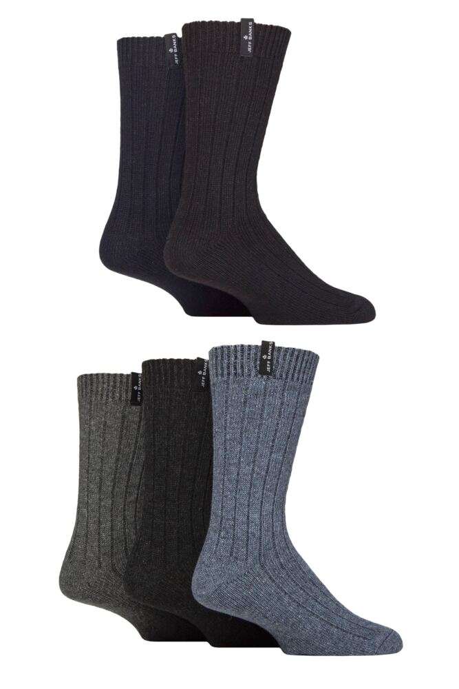 Sockshop Jeff BanksMens Ribbed Recycled Wool Boot Socks 5-Pair
