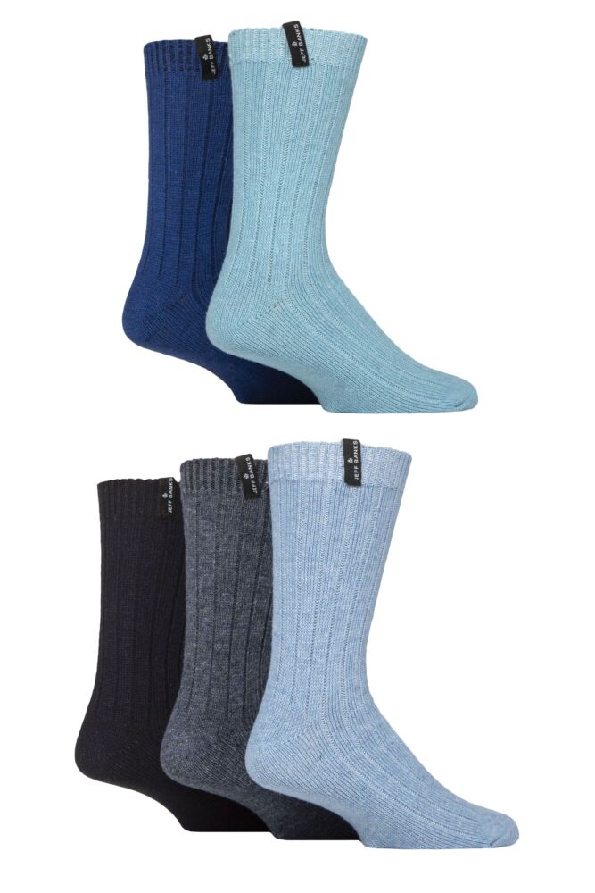 Sockshop Jeff BanksMens Ribbed Recycled Wool Boot Socks 5-Pair