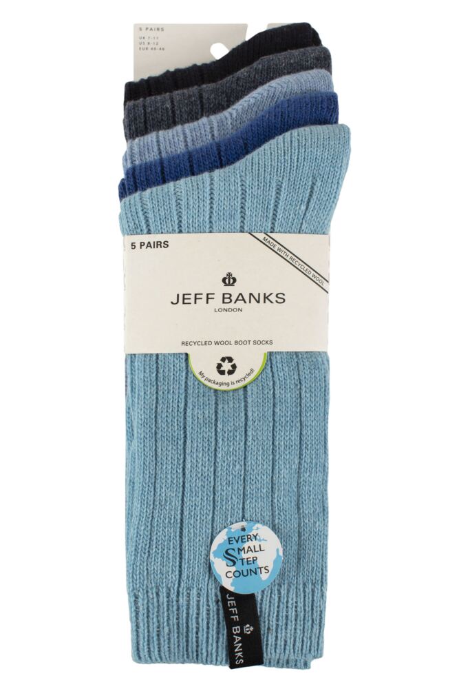 sockshop Jeff BanksMens Ribbed Recycled Wool Boot Socks 5-Pair