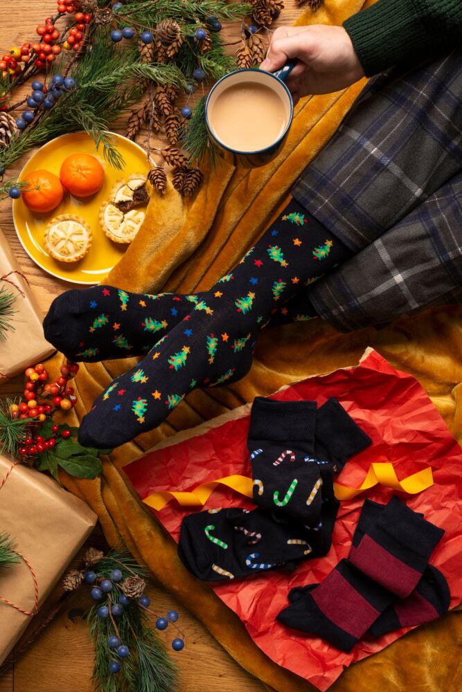 Sockshop Lazy PandaMens Bamboo Christmas Socks 3-Pair