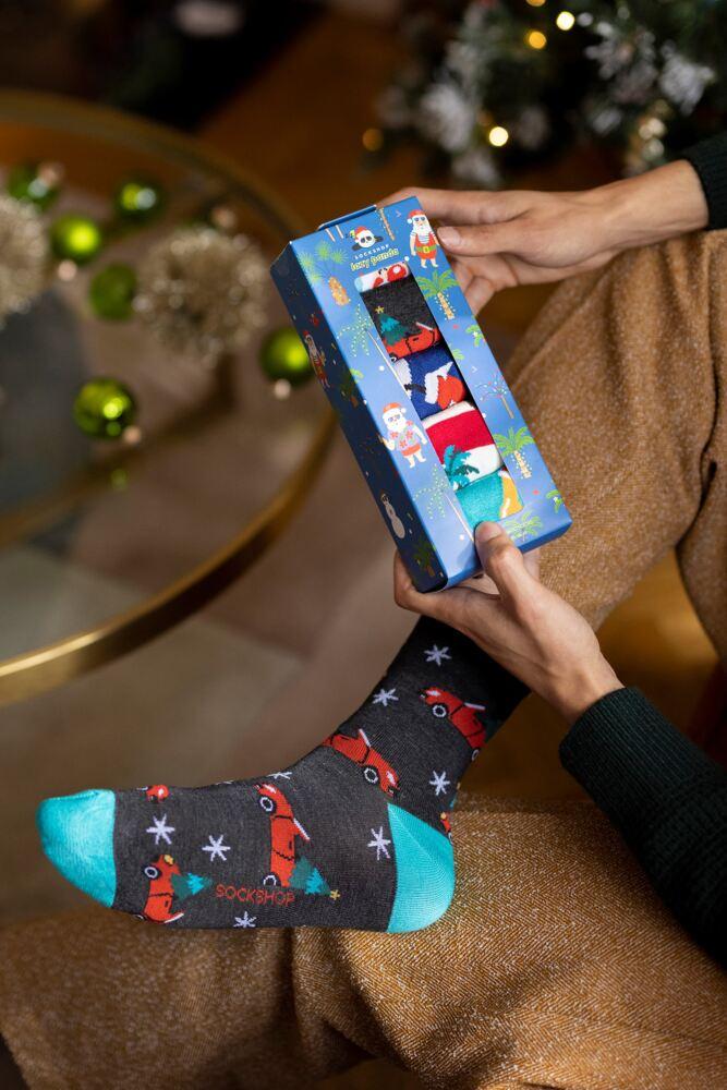 Sockshop Lazy PandaMens Bamboo Christmas Socks 5-Pair Gift Box