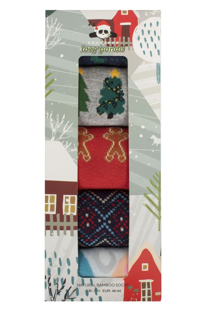 sockshop Lazy PandaMens Bamboo Christmas Socks 5-Pair Gift Box