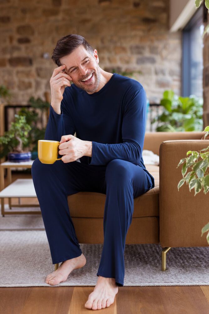 Sockshop Lazy PandaMens Bamboo Loungewear Long Sleeved Top