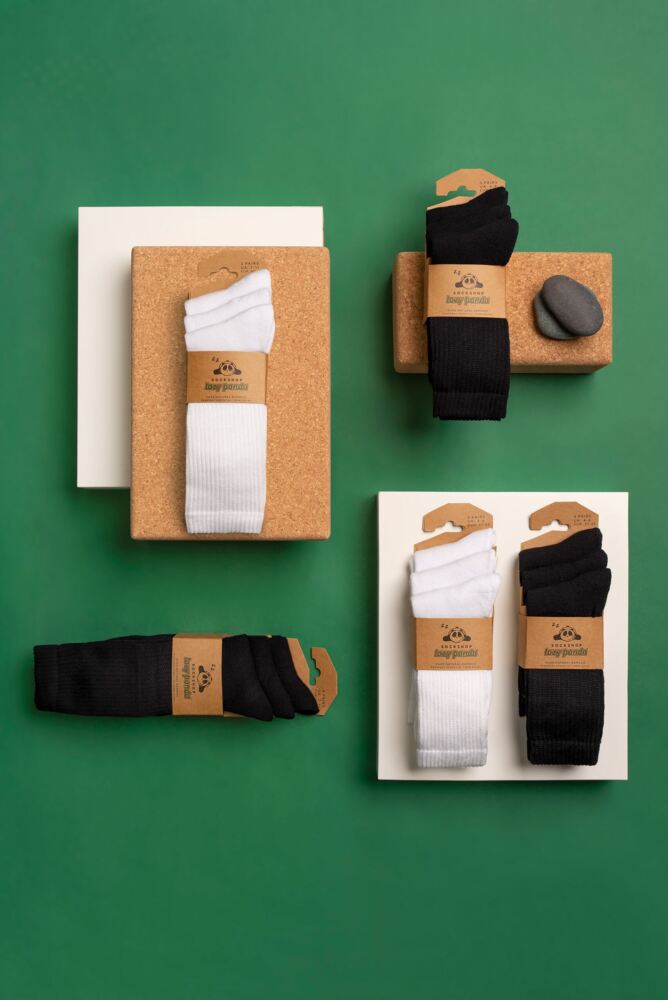Sockshop Lazy PandaMens & Womens Bamboo Full Cushion Crew Sports Socks 3-Pair