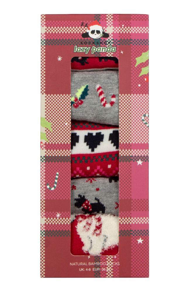 Sockshop Lazy PandaWomens Bamboo Christmas Socks 5-Pair Gift Box