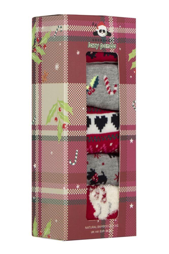 Sockshop Lazy PandaWomens Bamboo Christmas Socks 5-Pair Gift Box