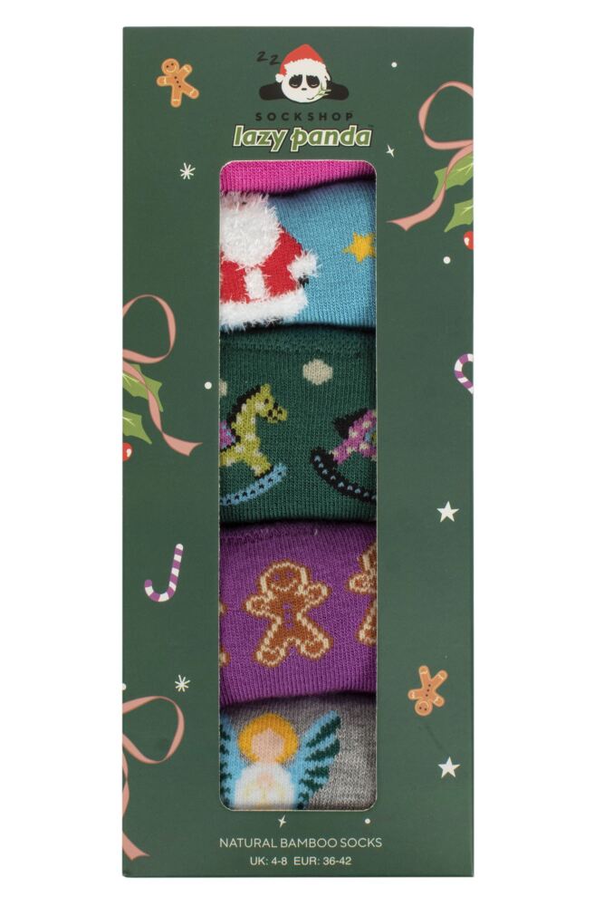 sockshop Lazy PandaWomens Bamboo Christmas Socks 5-Pair Gift Box