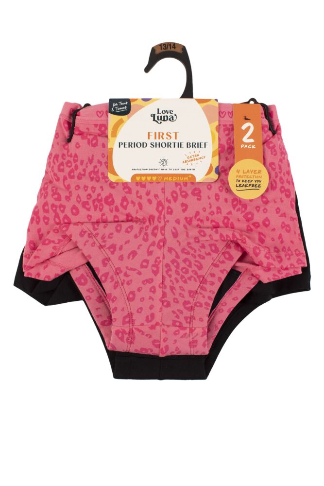 sockshop Love LunaGirls and Teens First Period Shortie Briefs 2-Pack