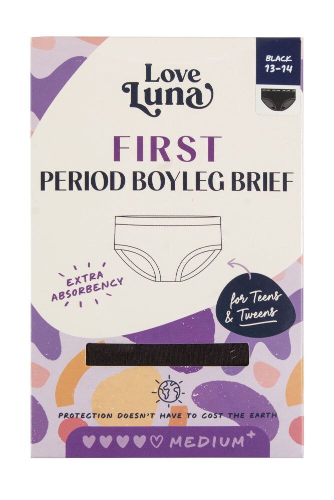 sockshop Love LunaGirls Cotton First Period Boyleg Brief