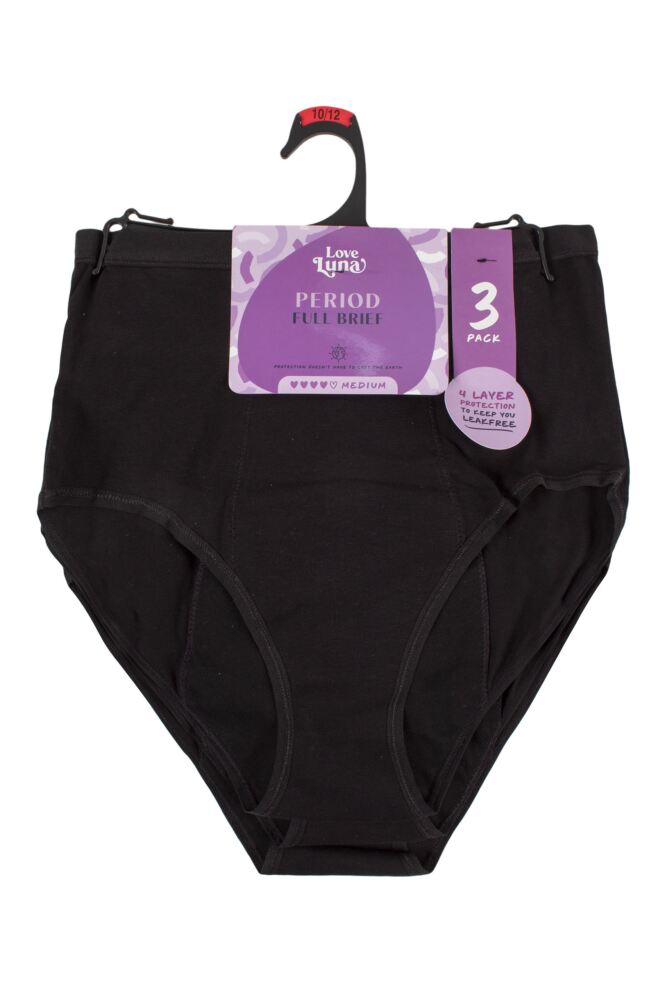 sockshop Love LunaWomens Cotton Full Period Briefs 3-Pack