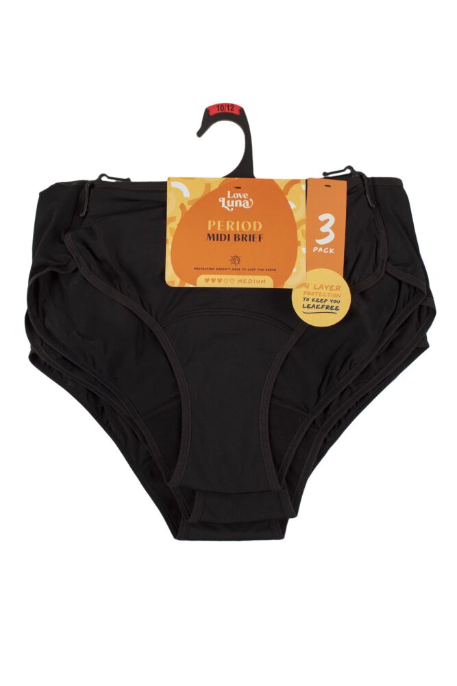 sockshop Love LunaWomens Midi Cut Period Briefs 3-Pack