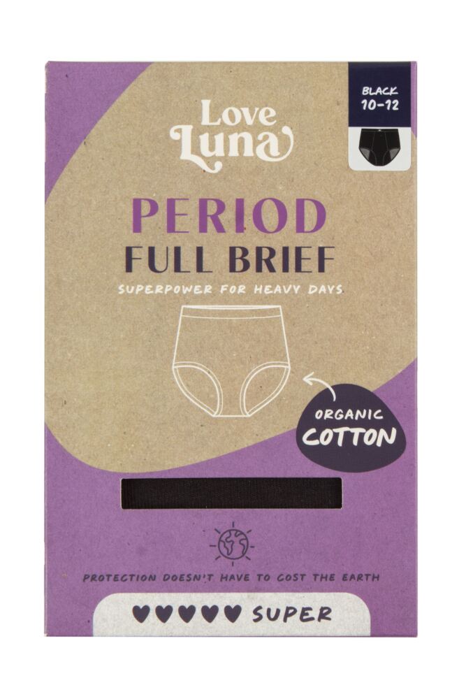 sockshop Love LunaWomens Organic Cotton Super Period Full Brief