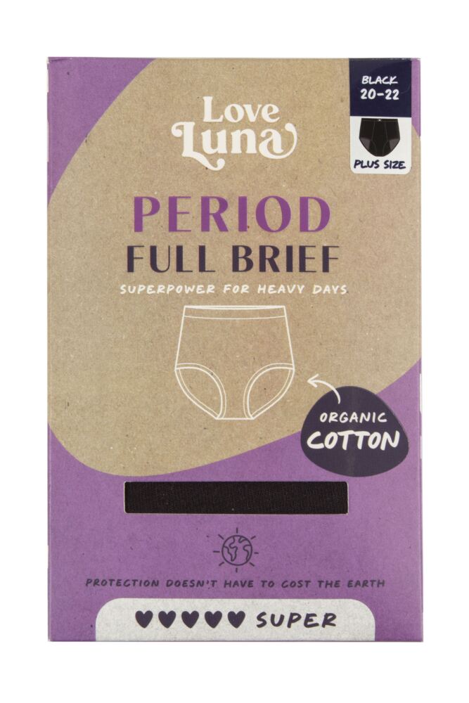 sockshop Love LunaWomens Organic Cotton Super Period Plus Full Brief