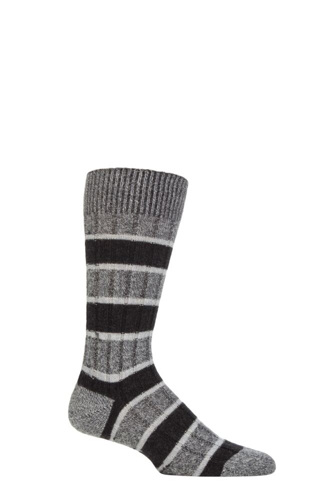 Sockshop PantherellaMens Cashmere Stalbridge Striped Ribbed Socks