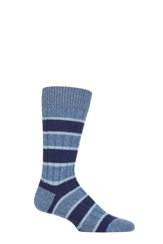 Sockshop PantherellaMens Cashmere Stalbridge Striped Ribbed Socks