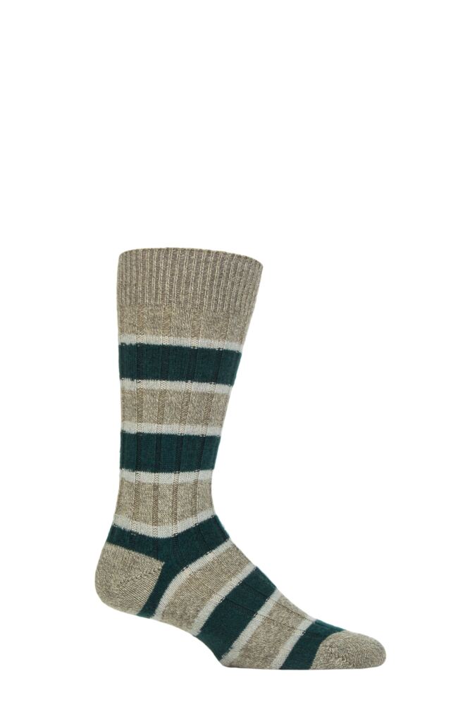 Sockshop PantherellaMens Cashmere Stalbridge Striped Ribbed Socks