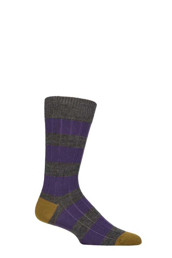 Sockshop PantherellaMens Fairford Leisure Weight Merino Wool Striped Socks