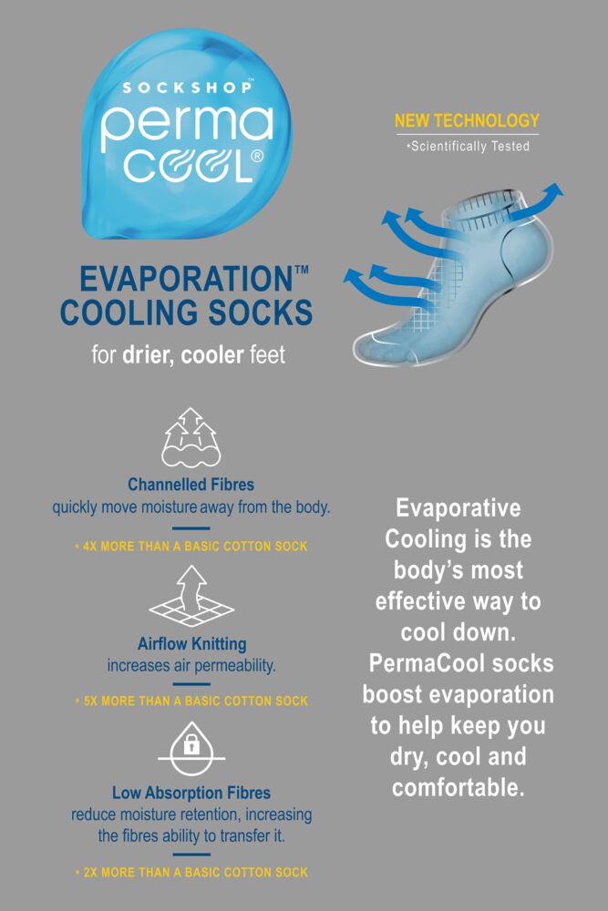 Sockshop PermacoolMens & Womens PermaCool Evaporation Cooling Trainer Socks 3-Pair