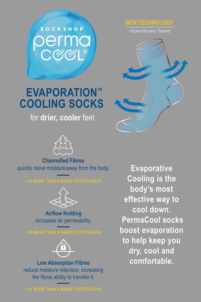 Sockshop PermacoolMens & Womens PermaCool Evaporation Cooling Socks 3-Pair
