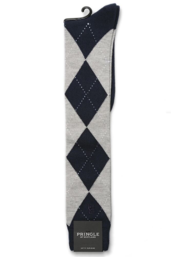 sockshop Pringle of ScotlandMens Cashmere Argyle Pattern Knee High Socks