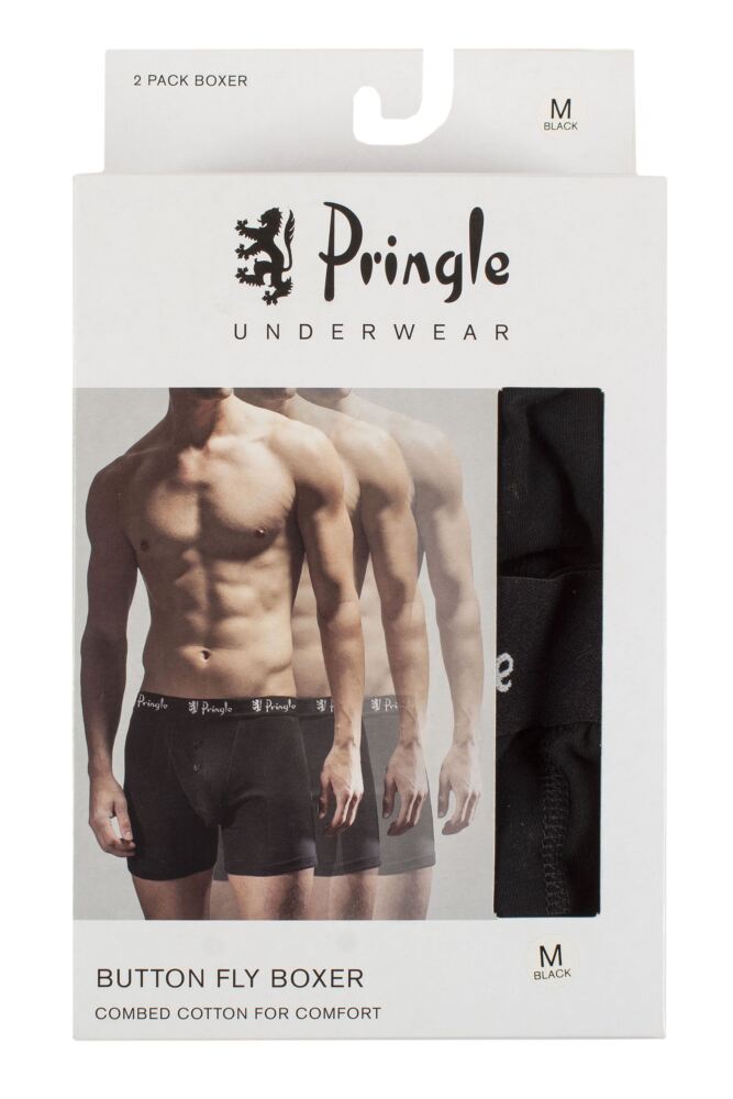 sockshop PringleMens Combed Cotton Button Fly Boxer Shorts 2-Pack