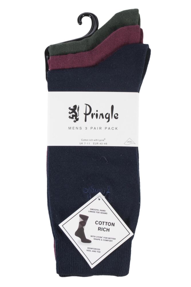 sockshop PringleMens Cotton Endrick Plain Trouser Socks 3-Pair