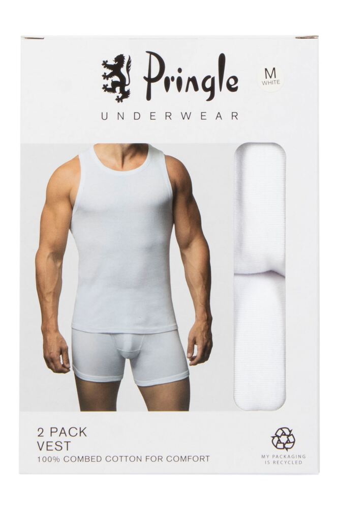 sockshop PringleMens Cotton Round Neck Vests 2-Pack