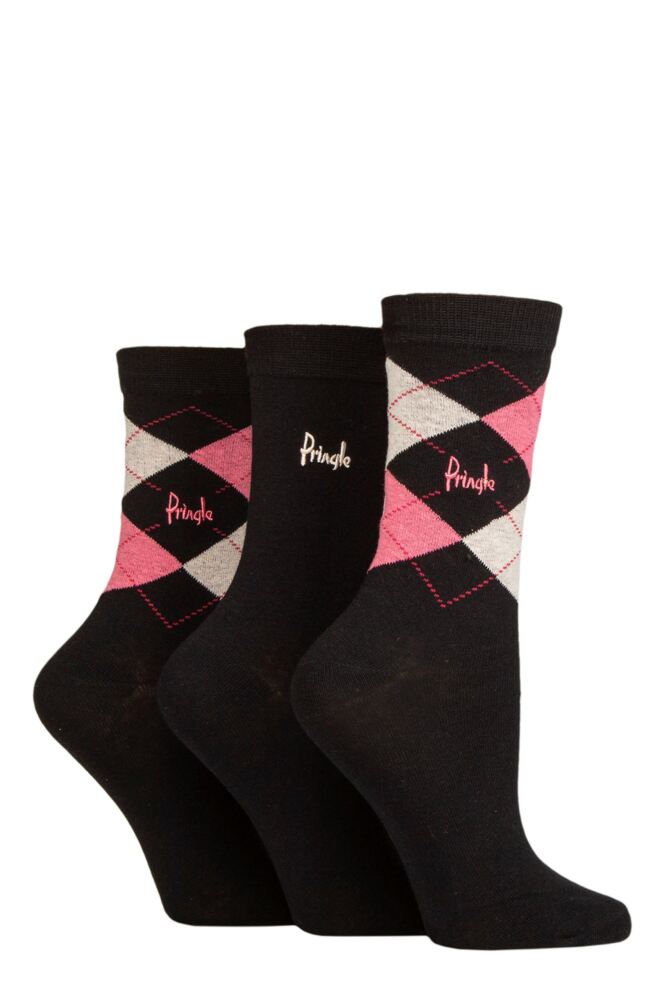 Sockshop PringleWomens Cotton Louise Argyle Socks 3-Pair
