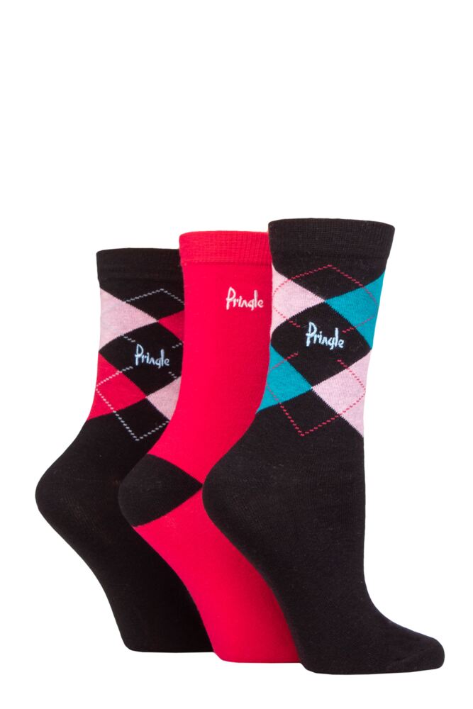 Sockshop PringleWomens Cotton Louise Argyle Socks 3-Pair