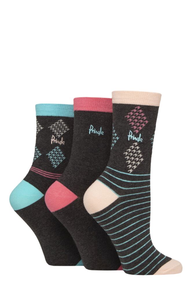 Sockshop PringleWomens Cotton Patterned Socks 3-Pair