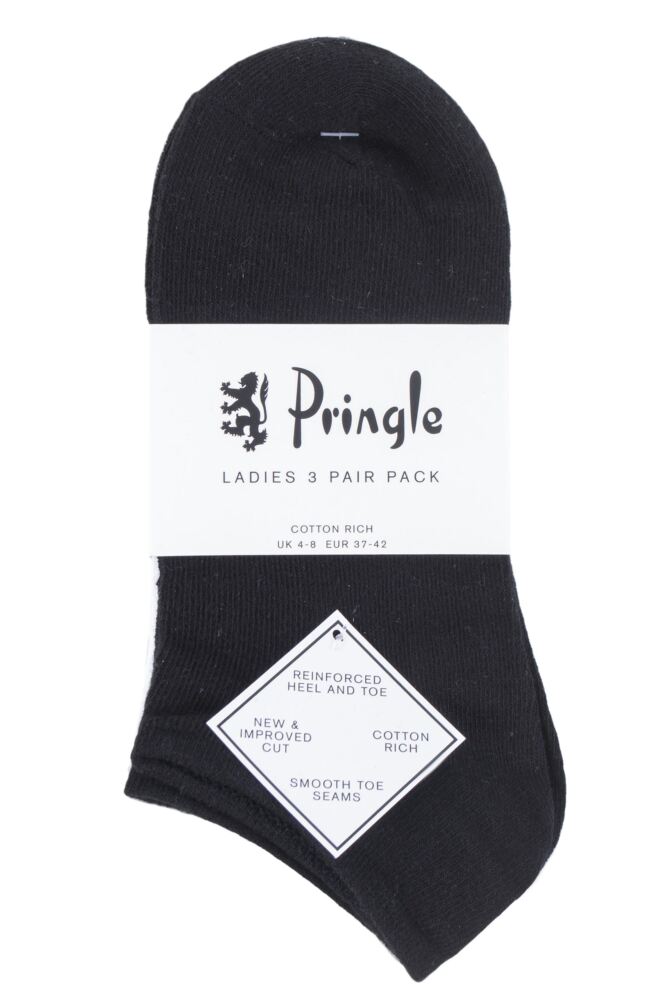 sockshop PringleWomens Cotton Plain & Patterned Trainer Socks 3-Pair