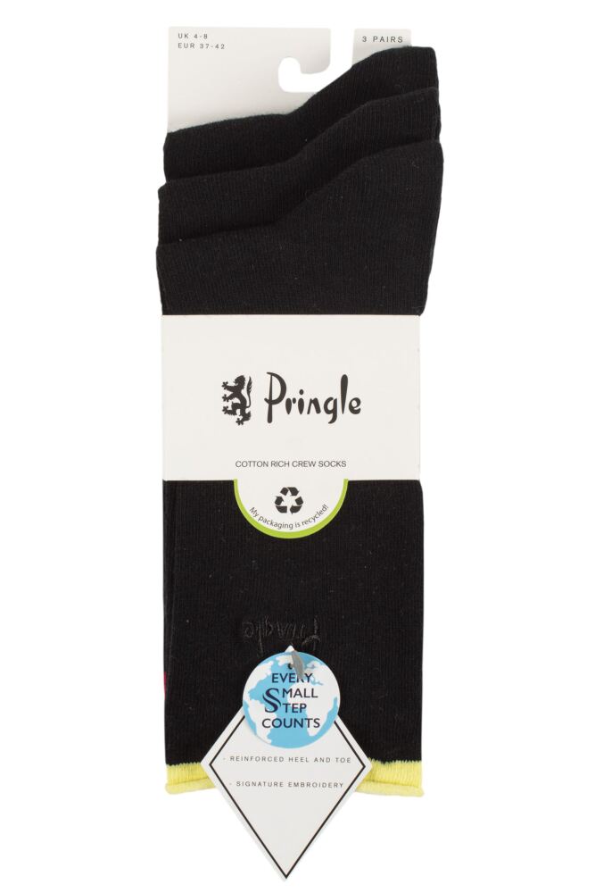 sockshop PringleWomens Cotton Rebecca Contrast Roll Top Socks 3-Pair