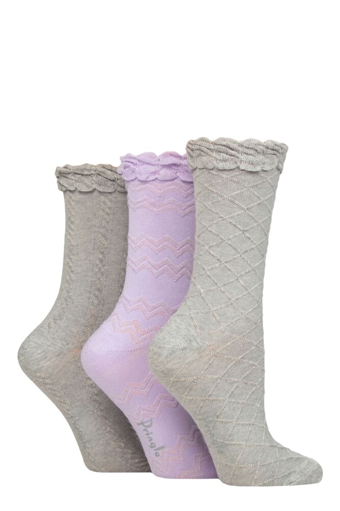 Sockshop PringleWomens Cotton Textured Knit Socks 3-Pair