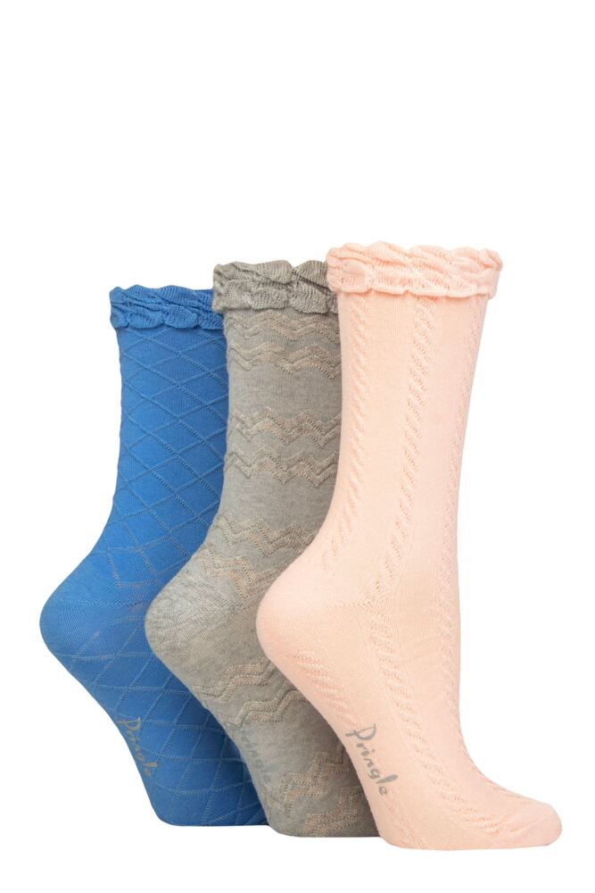 Sockshop PringleWomens Cotton Textured Knit Socks 3-Pair