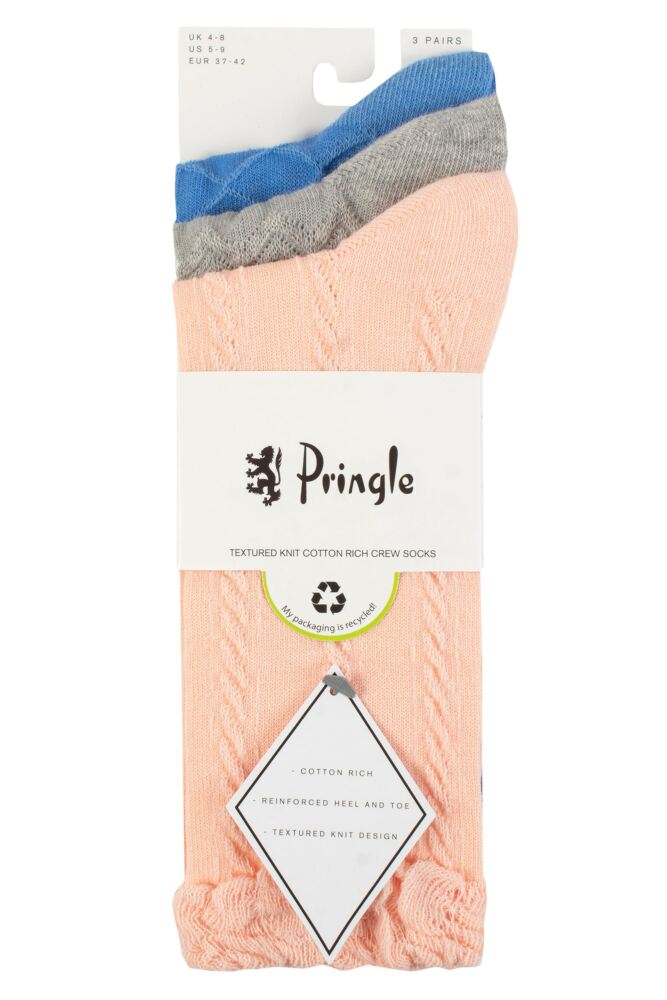 sockshop PringleWomens Cotton Textured Knit Socks 3-Pair