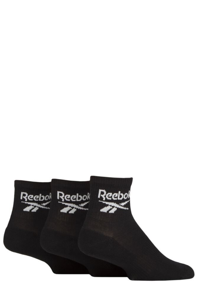 Sockshop ReebokMens & Womens Cotton Core Cushioned Ankle Socks 3-Pair