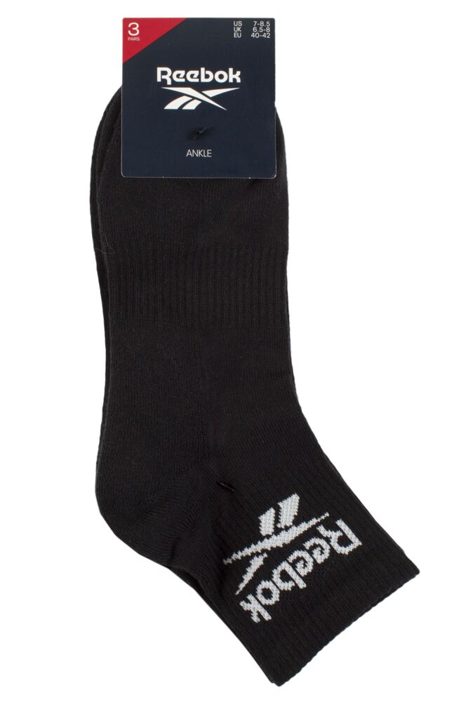 sockshop ReebokMens & Womens Cotton Core Cushioned Ankle Socks 3-Pair