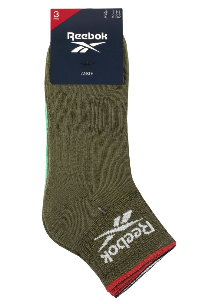 sockshop ReebokMens & Womens Cotton Essentials Ankle Socks with Arch Support 3-Pair